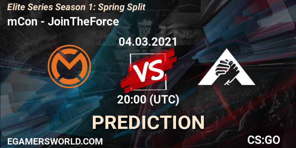 mCon - JoinTheForce: Maç tahminleri. 04.03.2021 at 20:00, Counter-Strike (CS2), Elite Series Season 1: Spring Split