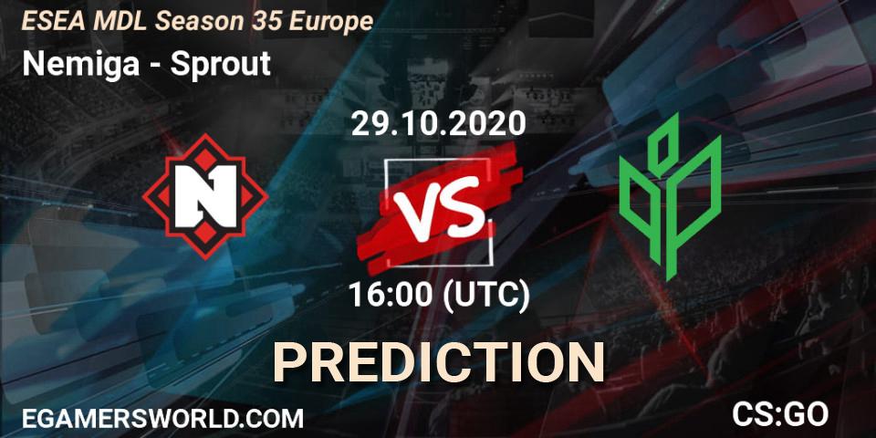 Nemiga - Sprout: Maç tahminleri. 29.10.2020 at 16:30, Counter-Strike (CS2), ESEA MDL Season 35 Europe