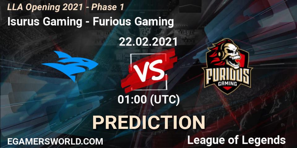 Isurus Gaming - Furious Gaming: Maç tahminleri. 22.02.21, LoL, LLA Opening 2021 - Phase 1