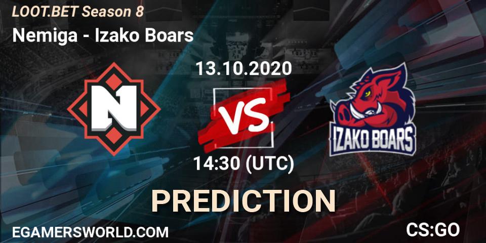 Nemiga - Izako Boars: Maç tahminleri. 13.10.2020 at 14:30, Counter-Strike (CS2), LOOT.BET Season 8