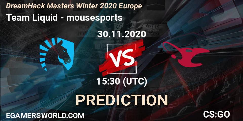 Team Liquid - mousesports: Maç tahminleri. 30.11.2020 at 15:30, Counter-Strike (CS2), DreamHack Masters Winter 2020 Europe