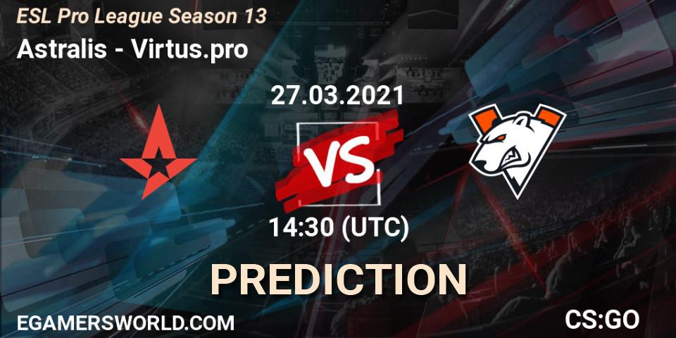 Astralis - Virtus.pro: Maç tahminleri. 27.03.2021 at 14:30, Counter-Strike (CS2), ESL Pro League Season 13