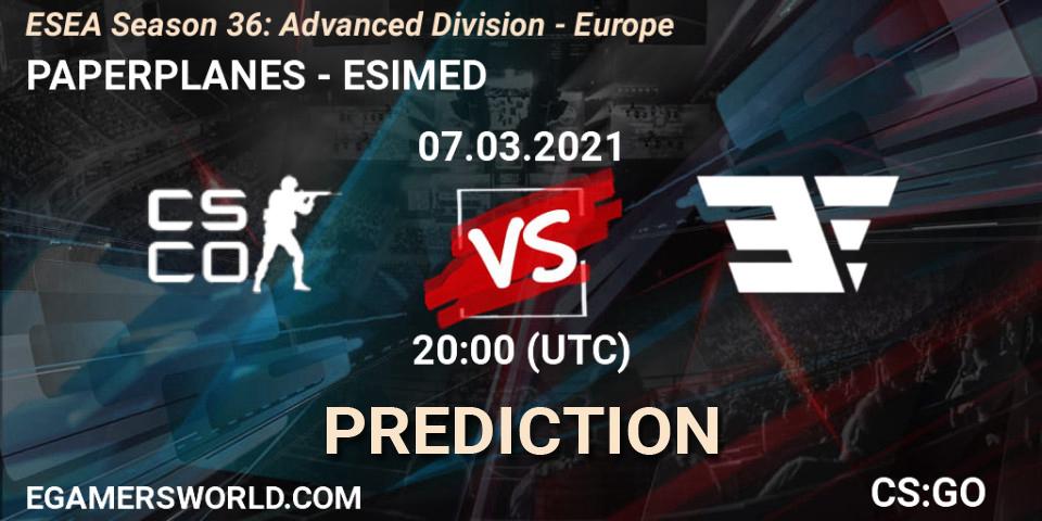 PAPERPLANES - ESIMED: Maç tahminleri. 07.03.2021 at 20:00, Counter-Strike (CS2), ESEA Season 36: Europe - Advanced Division