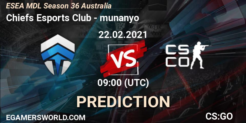 Chiefs Esports Club - munanyo: Maç tahminleri. 23.02.2021 at 09:00, Counter-Strike (CS2), MDL ESEA Season 36: Australia - Premier Division