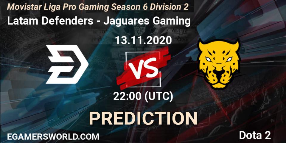 Latam Defenders - Jaguares Gaming: Maç tahminleri. 13.11.2020 at 21:31, Dota 2, Movistar Liga Pro Gaming Season 6 Division 2