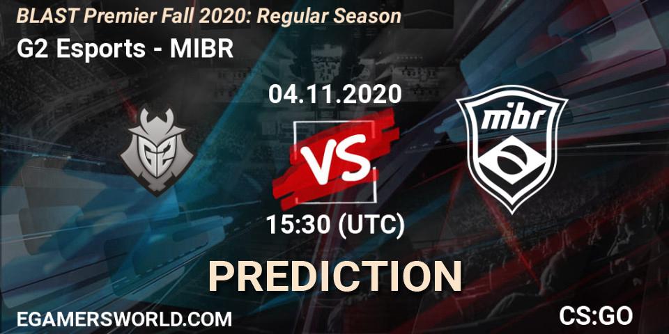 G2 Esports - MIBR: Maç tahminleri. 04.11.2020 at 15:30, Counter-Strike (CS2), BLAST Premier Fall 2020: Regular Season