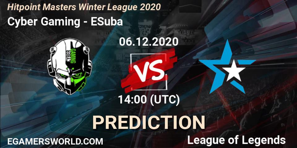 Cyber Gaming - ESuba: Maç tahminleri. 06.12.2020 at 14:00, LoL, Hitpoint Masters Winter League 2020