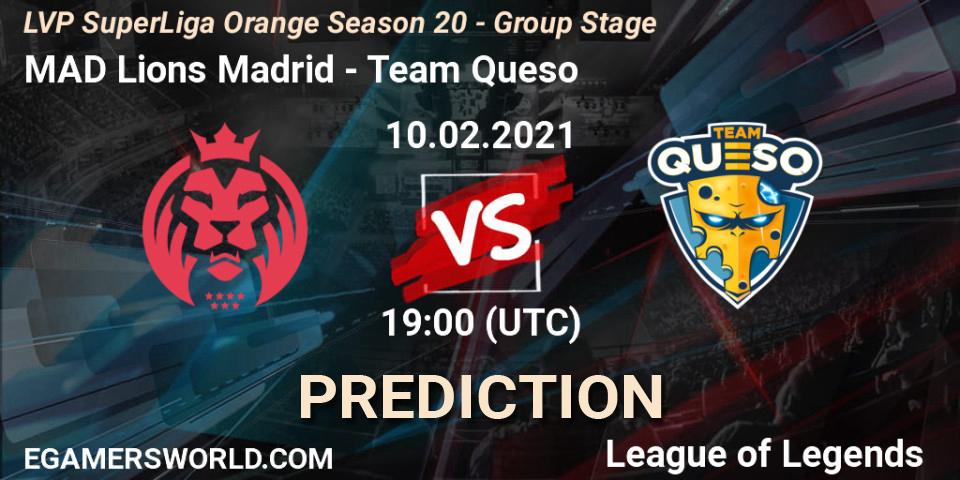 MAD Lions Madrid - Team Queso: Maç tahminleri. 10.02.2021 at 19:15, LoL, LVP SuperLiga Orange Season 20 - Group Stage