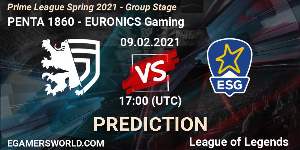PENTA 1860 - EURONICS Gaming: Maç tahminleri. 09.02.2021 at 19:00, LoL, Prime League Spring 2021 - Group Stage