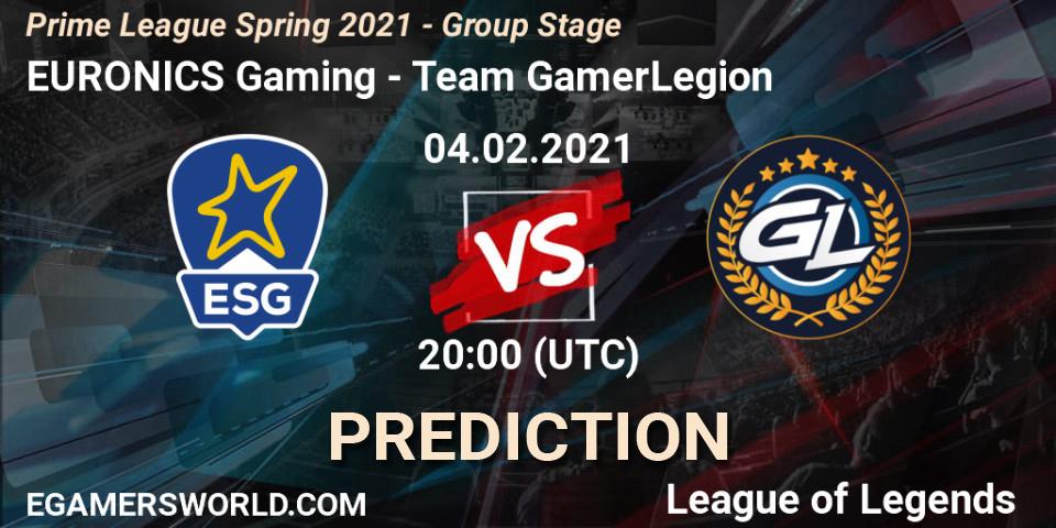 EURONICS Gaming - Team GamerLegion: Maç tahminleri. 04.02.2021 at 20:30, LoL, Prime League Spring 2021 - Group Stage