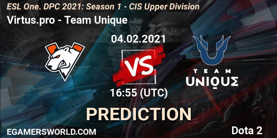 Virtus.pro - Team Unique: Maç tahminleri. 04.02.2021 at 17:41, Dota 2, ESL One. DPC 2021: Season 1 - CIS Upper Division