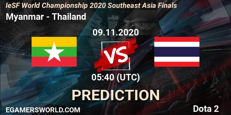 Myanmar - Thailand: Maç tahminleri. 09.11.2020 at 05:40, Dota 2, IeSF World Championship 2020 Southeast Asia Finals