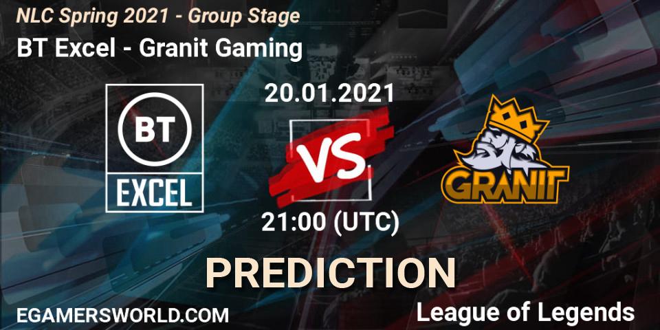 BT Excel - Granit Gaming: Maç tahminleri. 20.01.2021 at 21:00, LoL, NLC Spring 2021 - Group Stage