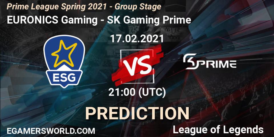 EURONICS Gaming - SK Gaming Prime: Maç tahminleri. 17.02.21, LoL, Prime League Spring 2021 - Group Stage