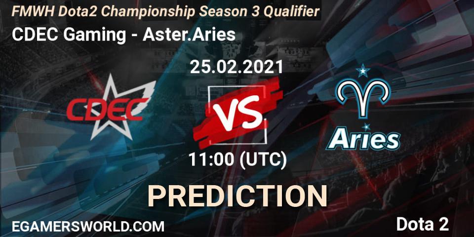 CDEC Gaming - Aster.Aries: Maç tahminleri. 25.02.2021 at 10:53, Dota 2, FMWH Dota2 Championship Season 3 Qualifier