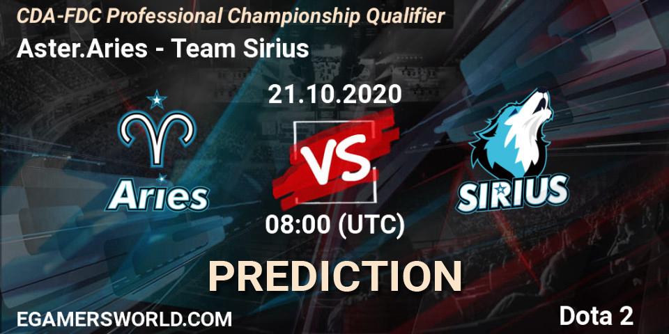 Aster.Aries - Team Sirius: Maç tahminleri. 21.10.2020 at 08:16, Dota 2, CDA-FDC Professional Championship Qualifier