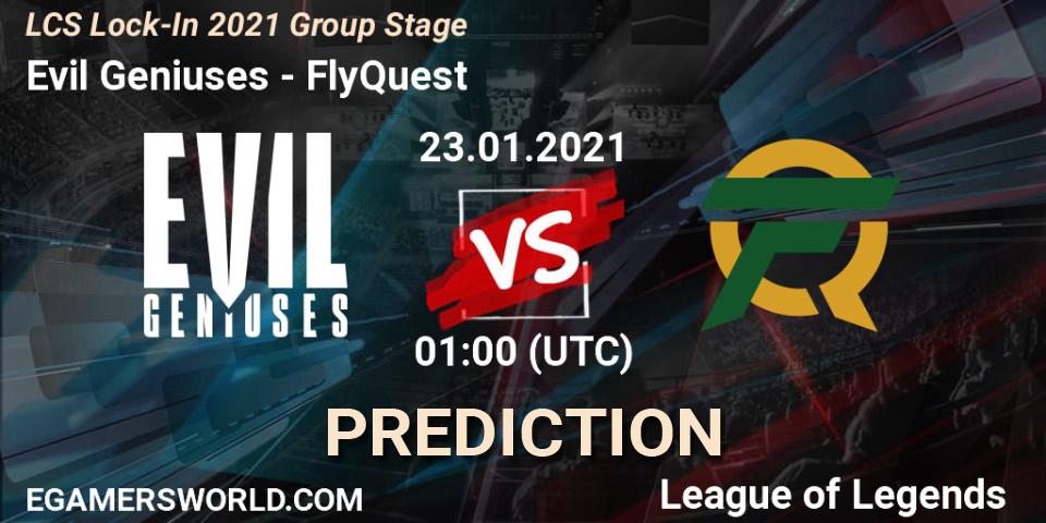 Evil Geniuses - FlyQuest: Maç tahminleri. 23.01.2021 at 01:00, LoL, LCS Lock-In 2021 Group Stage