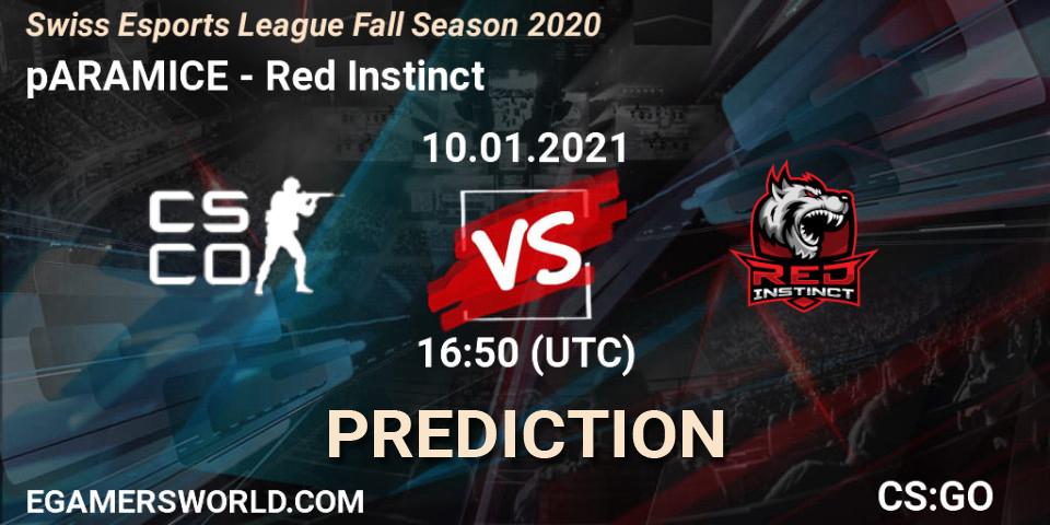 pARAMICE - Red Instinct: Maç tahminleri. 10.01.2021 at 16:50, Counter-Strike (CS2), Swiss Esports League Fall Season 2020