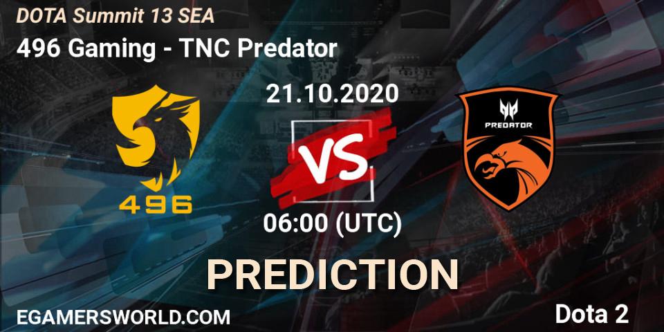 496 Gaming - TNC Predator: Maç tahminleri. 21.10.2020 at 06:09, Dota 2, DOTA Summit 13: SEA