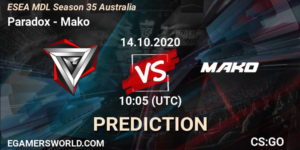 Paradox - Mako: Maç tahminleri. 14.10.2020 at 10:15, Counter-Strike (CS2), ESEA MDL Season 35 Australia