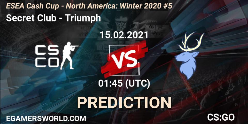 Secret Club - Triumph: Maç tahminleri. 15.02.2021 at 21:00, Counter-Strike (CS2), ESEA Cash Cup - North America: Winter 2020 #5