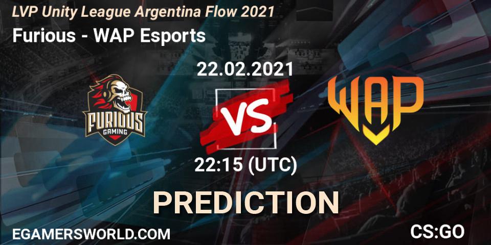 Furious - WAP Esports: Maç tahminleri. 22.02.2021 at 22:15, Counter-Strike (CS2), LVP Unity League Argentina Apertura 2021