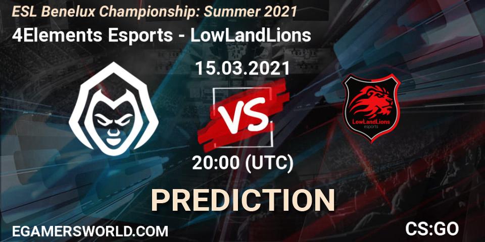 4Elements Esports - LowLandLions: Maç tahminleri. 15.03.2021 at 20:00, Counter-Strike (CS2), ESL Benelux Championship: Summer 2021