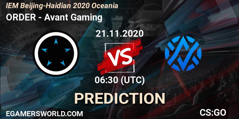 ORDER - Avant Gaming: Maç tahminleri. 21.11.20, CS2 (CS:GO), IEM Beijing-Haidian 2020 Oceania