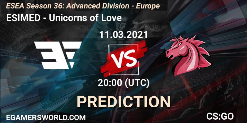 ESIMED - Unicorns of Love: Maç tahminleri. 11.03.2021 at 20:00, Counter-Strike (CS2), ESEA Season 36: Europe - Advanced Division