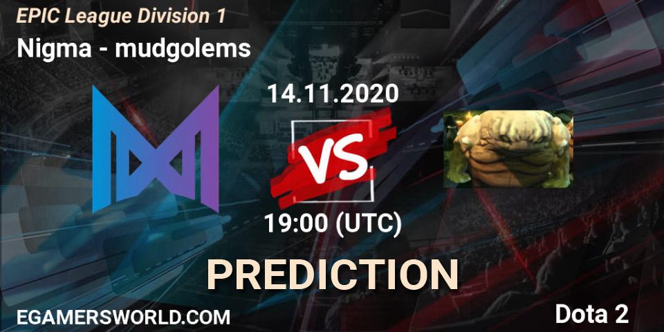 Nigma - mudgolems: Maç tahminleri. 14.11.2020 at 19:00, Dota 2, EPIC League Division 1