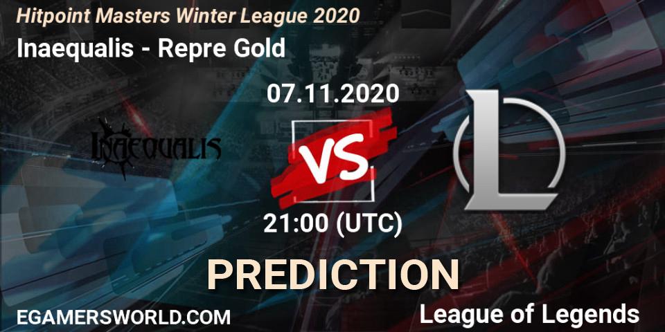 Inaequalis - Repre Gold: Maç tahminleri. 07.11.2020 at 21:00, LoL, Hitpoint Masters Winter League 2020