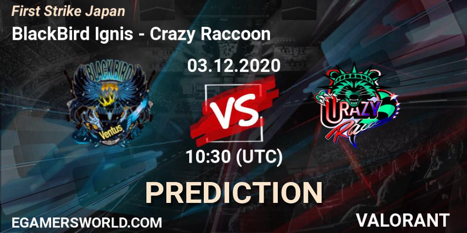 BlackBird Ignis - Crazy Raccoon: Maç tahminleri. 03.12.2020 at 07:00, VALORANT, First Strike Japan