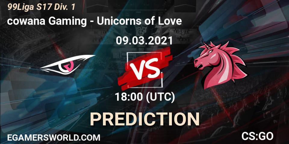 cowana Gaming - Unicorns of Love: Maç tahminleri. 09.03.2021 at 18:00, Counter-Strike (CS2), 99Liga S17 Div. 1