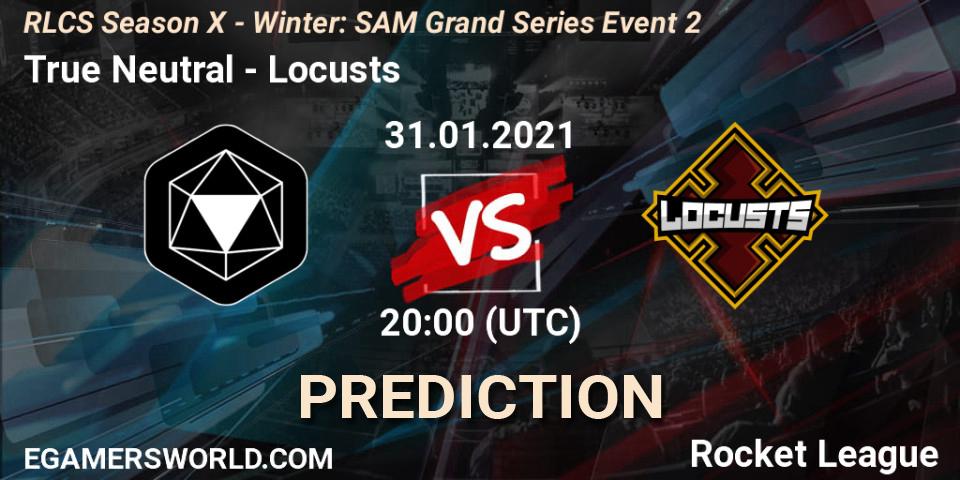 True Neutral - Locusts: Maç tahminleri. 31.01.2021 at 21:00, Rocket League, RLCS Season X - Winter: SAM Grand Series Event 2