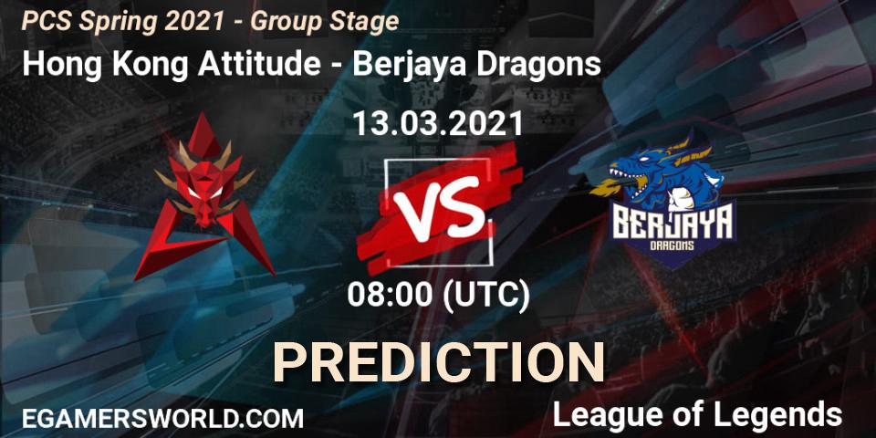 Hong Kong Attitude - Berjaya Dragons: Maç tahminleri. 13.03.2021 at 08:00, LoL, PCS Spring 2021 - Group Stage