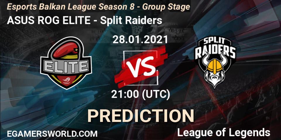 ASUS ROG ELITE - Split Raiders: Maç tahminleri. 28.01.2021 at 21:35, LoL, Esports Balkan League Season 8 - Group Stage