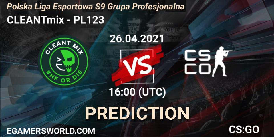 CLEANTmix - PL123: Maç tahminleri. 27.04.2021 at 19:00, Counter-Strike (CS2), Polska Liga Esportowa S9 Grupa Profesjonalna