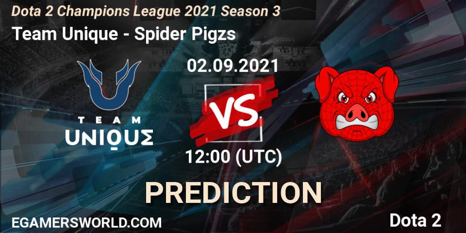 Team Unique - Spider Pigzs: Maç tahminleri. 02.09.2021 at 12:01, Dota 2, Dota 2 Champions League 2021 Season 3