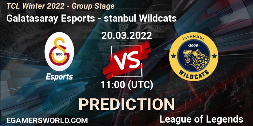 Galatasaray Esports - İstanbul Wildcats: Maç tahminleri. 20.03.2022 at 11:00, LoL, TCL Winter 2022 - Group Stage