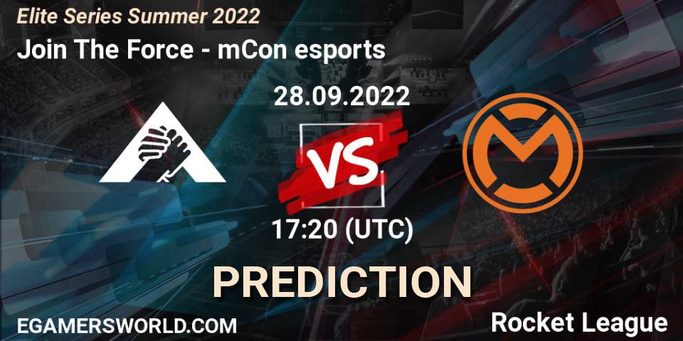 Join The Force - mCon esports: Maç tahminleri. 28.09.2022 at 17:20, Rocket League, Elite Series Summer 2022