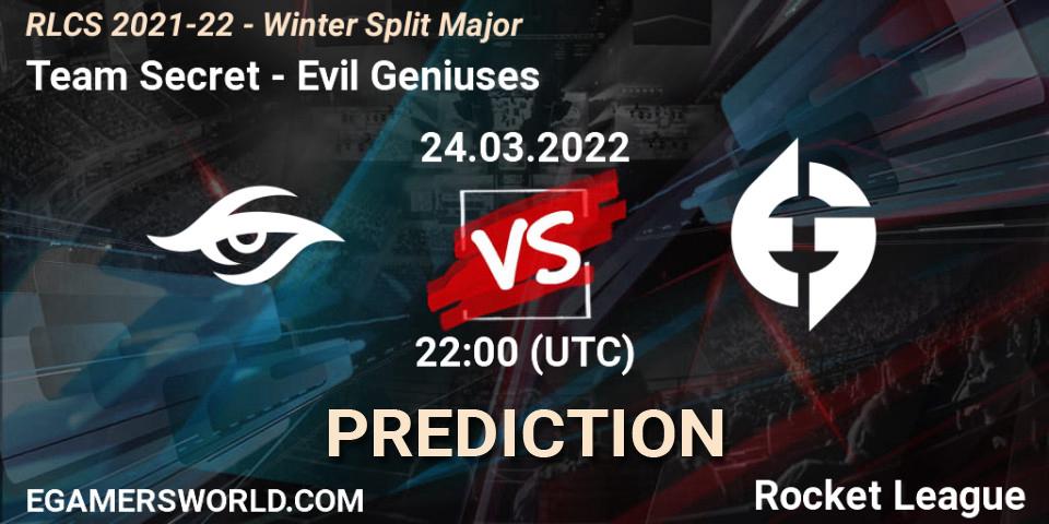 Team Secret - Evil Geniuses: Maç tahminleri. 24.03.22, Rocket League, RLCS 2021-22 - Winter Split Major
