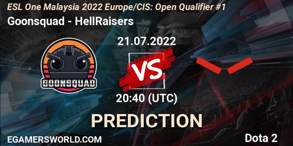 Goonsquad - HellRaisers: Maç tahminleri. 21.07.2022 at 20:40, Dota 2, ESL One Malaysia 2022 Europe/CIS: Open Qualifier #1