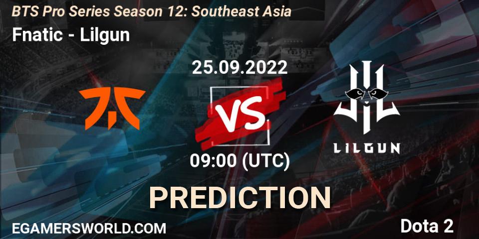 Fnatic - Lilgun: Maç tahminleri. 25.09.22, Dota 2, BTS Pro Series Season 12: Southeast Asia