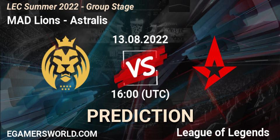 MAD Lions - Astralis: Maç tahminleri. 13.08.2022 at 17:00, LoL, LEC Summer 2022 - Group Stage