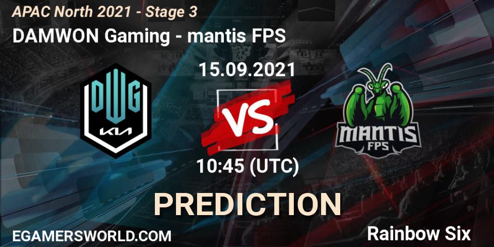DAMWON Gaming - mantis FPS: Maç tahminleri. 15.09.2021 at 10:35, Rainbow Six, APAC North 2021 - Stage 3