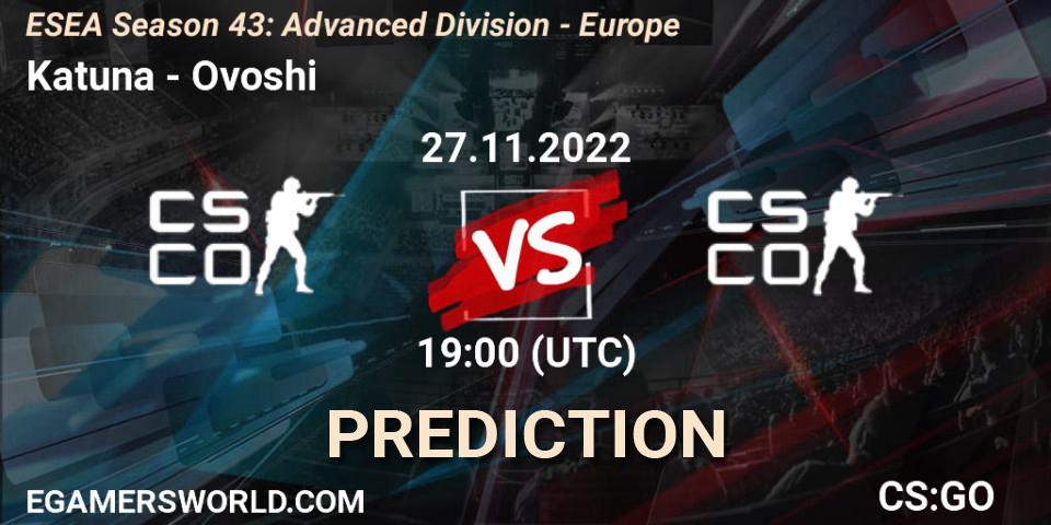 Katuna - Ovoshi: Maç tahminleri. 27.11.22, CS2 (CS:GO), ESEA Season 43: Advanced Division - Europe
