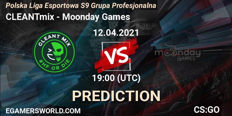 CLEANTmix - Moonday Games: Maç tahminleri. 12.04.2021 at 19:30, Counter-Strike (CS2), Polska Liga Esportowa S9 Grupa Profesjonalna