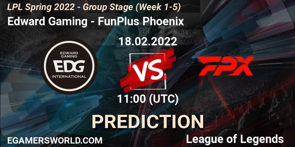 Edward Gaming - FunPlus Phoenix: Maç tahminleri. 18.02.2022 at 12:25, LoL, LPL Spring 2022 - Group Stage (Week 1-5)