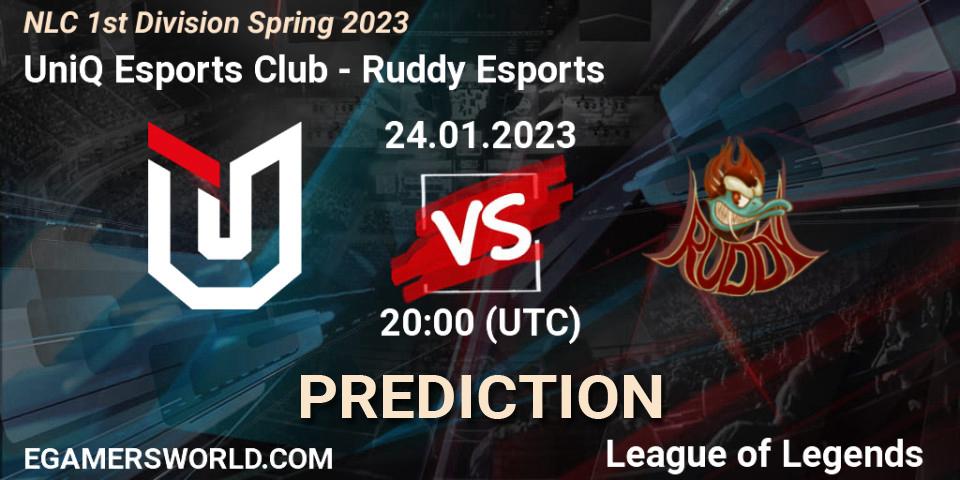 UniQ Esports Club - Ruddy Esports: Maç tahminleri. 24.01.2023 at 20:00, LoL, NLC 1st Division Spring 2023
