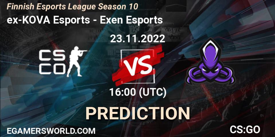 ex-KOVA Esports - Exen Esports: Maç tahminleri. 23.11.2022 at 16:00, Counter-Strike (CS2), Finnish Esports League Season 10